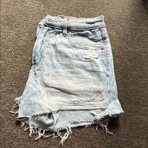 American Eagle Outfitters Blue Asymmetrical Mini Jean Shorts